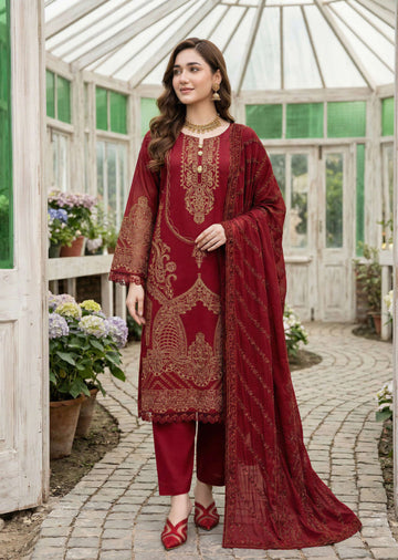 Pure Embroidery Lawn with Pure Embroidery Bamber Dupatta Unstitched