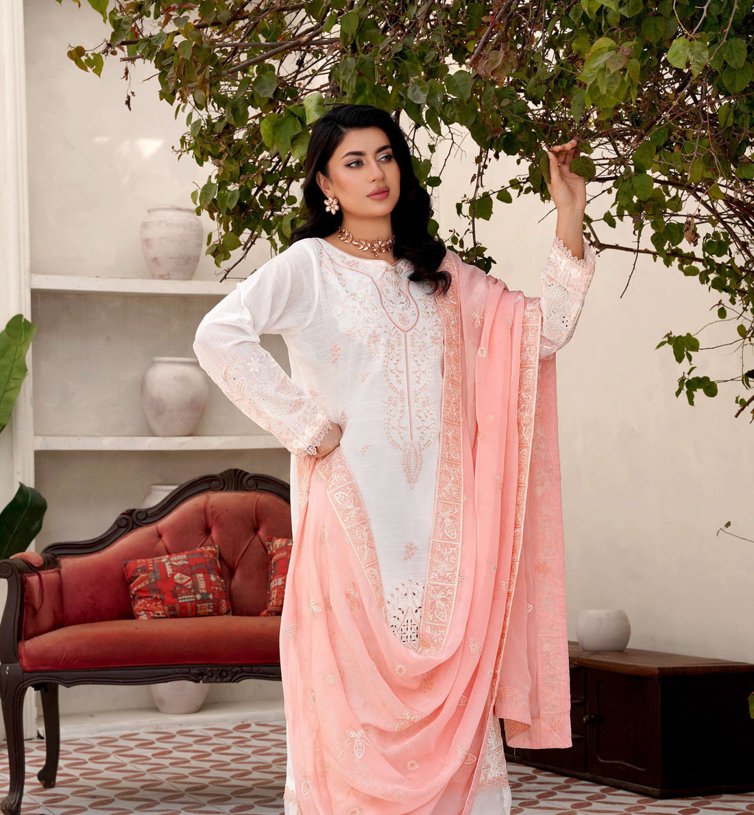 Pure Embroidery Lawn with Bamber Dupatta 3 Piece Unstitched